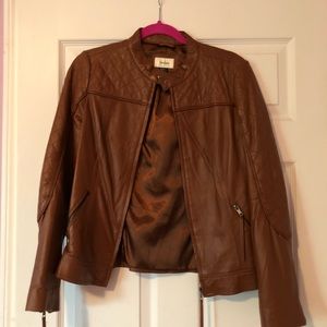 Neiman Marcus Moto Leather Jacket In Cognac.